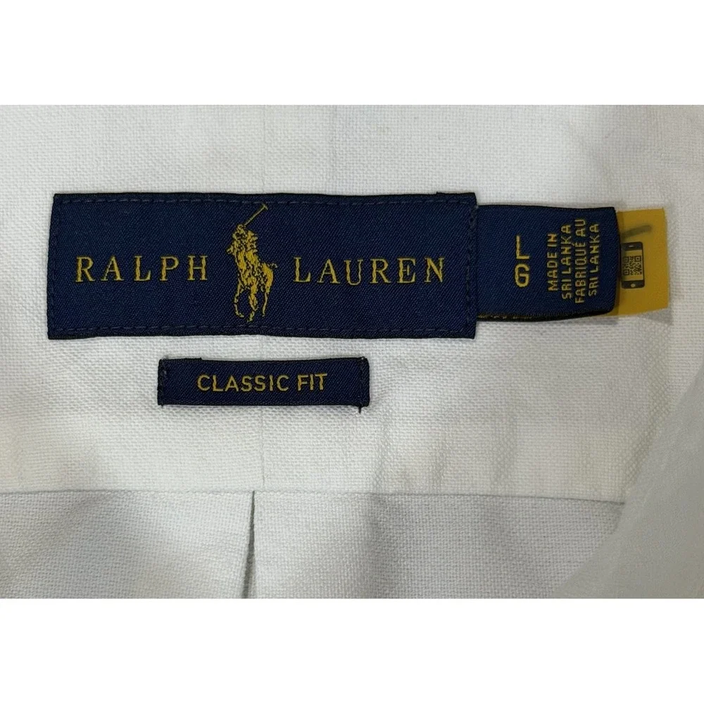 Polo Ralph Lauren Men's White Short Sleeve Skull and Bones Oxford Shirt Large